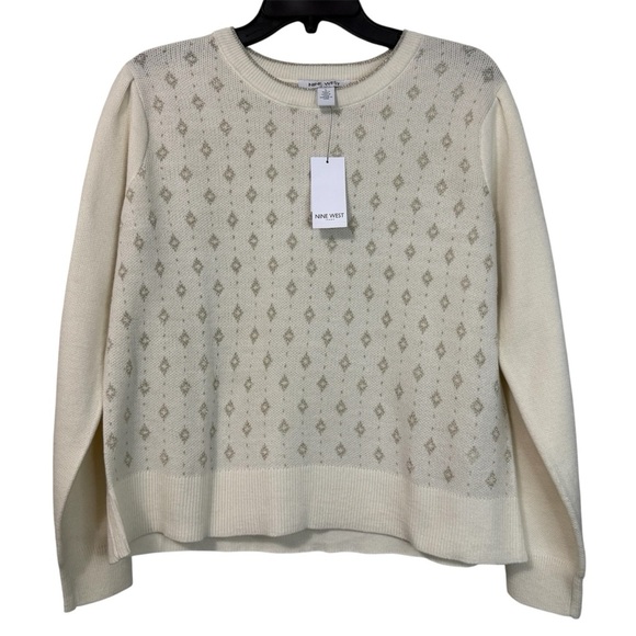 Nine West Cream Patterned Women's Sweater - Picture 2 of 6